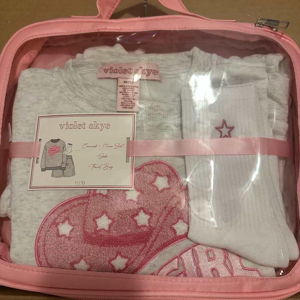 Violet Skye Kids Pajama Set - Pink and White